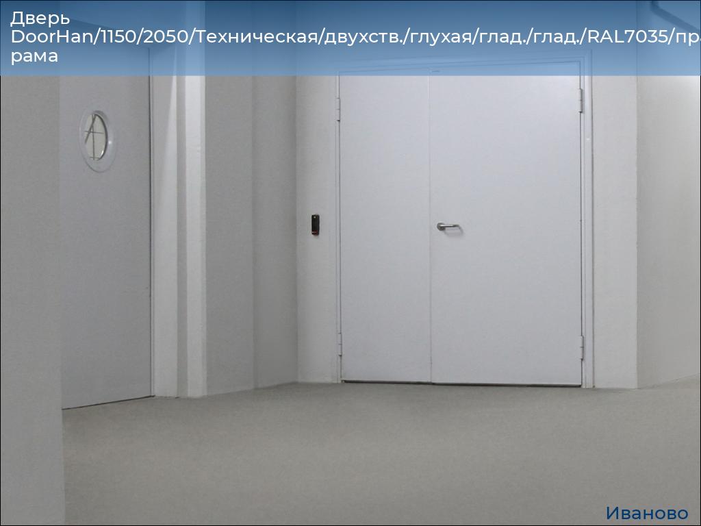 Дверь DoorHan/1150/2050/Техническая/двухств./глухая/глад./глад./RAL7035/прав./угл. рама, ivanovo.doorhan.ru